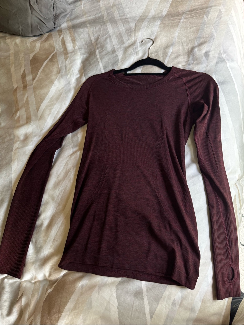 lululemon athletica Long Sleeve Crew Neck Top in Deep Burgundy